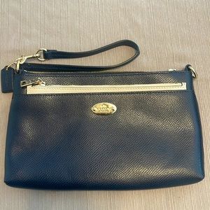 Coach Blue Leather Purse with White Leather Insert